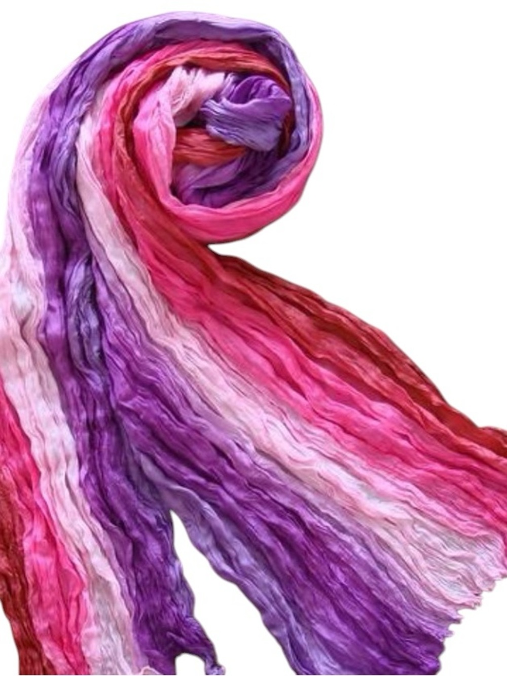 Vibrant Pink & Purple Crinkle Scarf - Women Accessories